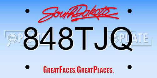 848TJQ South Dakota License Plate