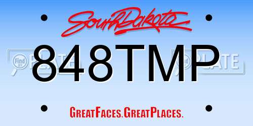 848TMP South Dakota License Plate