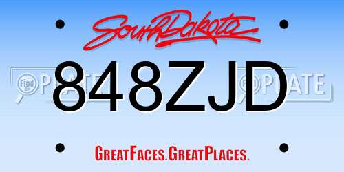 848ZJD South Dakota License Plate