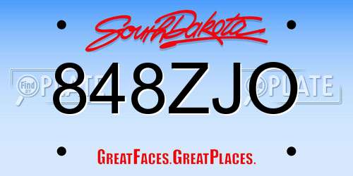 848ZJO South Dakota License Plate