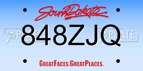 848ZJQ South Dakota License Plate