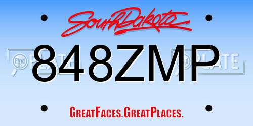 848ZMP South Dakota License Plate