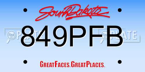 849PFB South Dakota License Plate