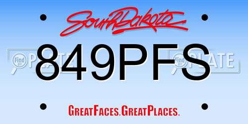 849PFS South Dakota License Plate