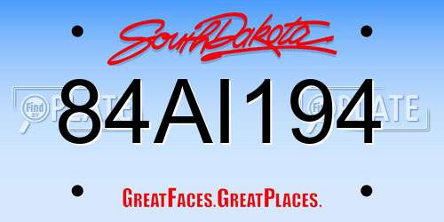 84AI194 South Dakota License Plate