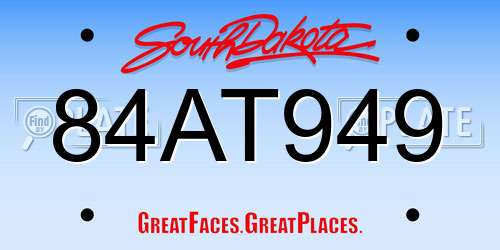 84AT949 South Dakota License Plate