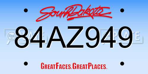 84AZ949 South Dakota License Plate