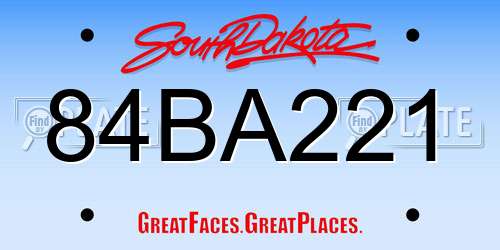 84BA221 South Dakota License Plate