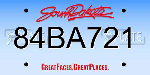 84BA721 South Dakota License Plate