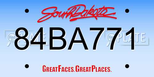 84BA771 South Dakota License Plate