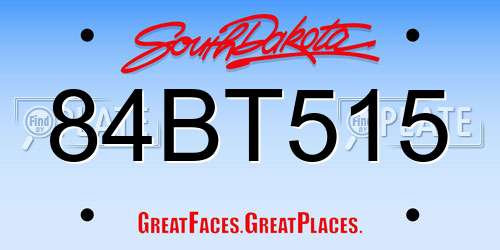 84BT515 South Dakota License Plate