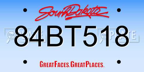 84BT518 South Dakota License Plate