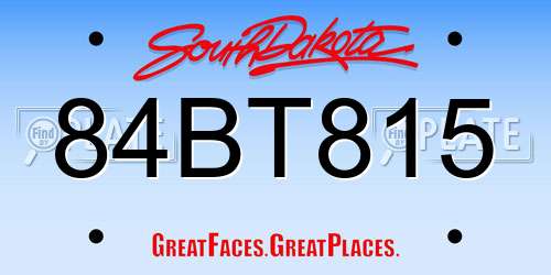 84BT815 South Dakota License Plate