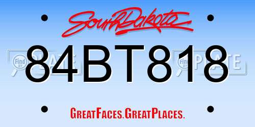 84BT818 South Dakota License Plate