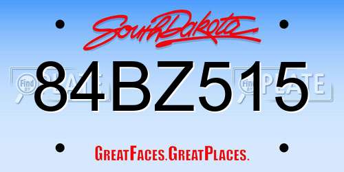 84BZ515 South Dakota License Plate