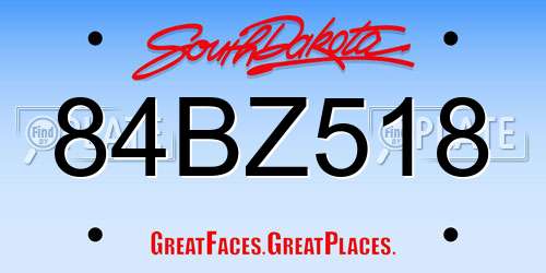 84BZ518 South Dakota License Plate