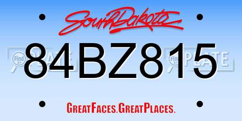 84BZ815 South Dakota License Plate