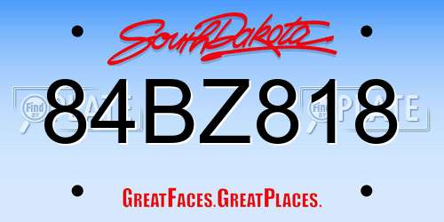 84BZ818 South Dakota License Plate