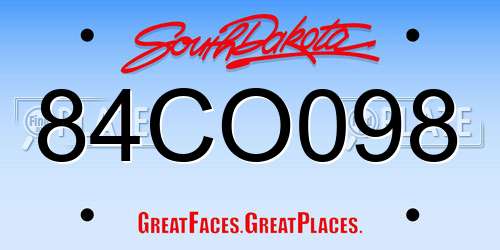84CO098 South Dakota License Plate