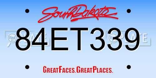 84ET339 South Dakota License Plate
