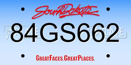 84GS662 South Dakota License Plate