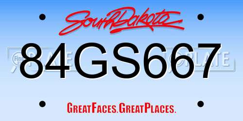 84GS667 South Dakota License Plate
