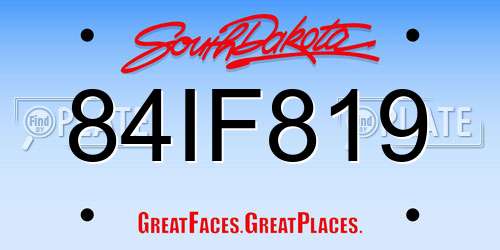 84IF819 South Dakota License Plate