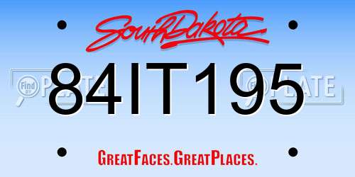 84IT195 South Dakota License Plate