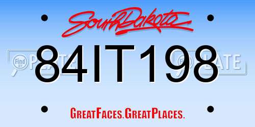 84IT198 South Dakota License Plate