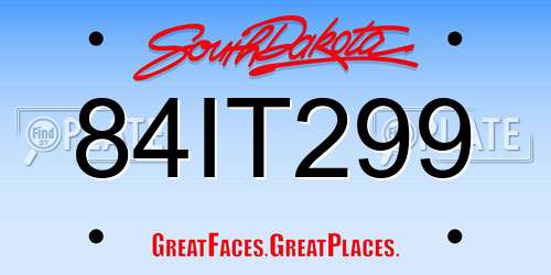 84IT299 South Dakota License Plate