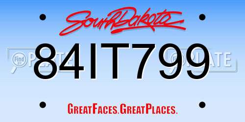 84IT799 South Dakota License Plate