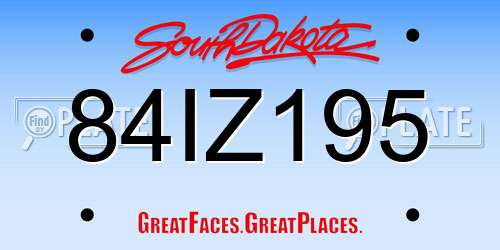 84IZ195 South Dakota License Plate