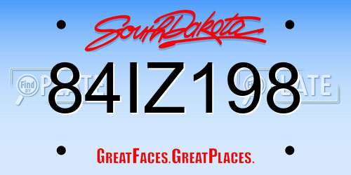 84IZ198 South Dakota License Plate
