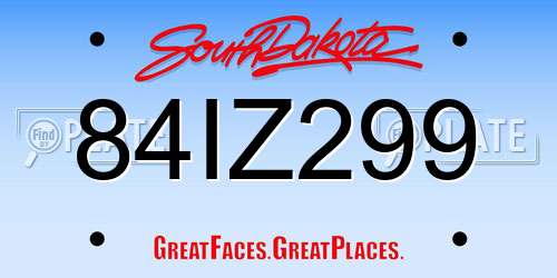 84IZ299 South Dakota License Plate