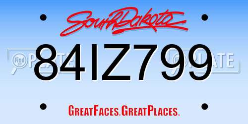 84IZ799 South Dakota License Plate