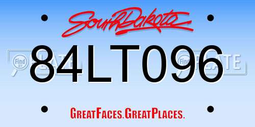 84LT096 South Dakota License Plate