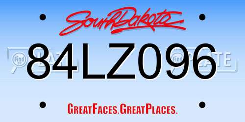 84LZ096 South Dakota License Plate