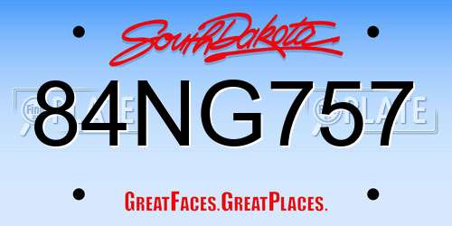 84NG757 South Dakota License Plate