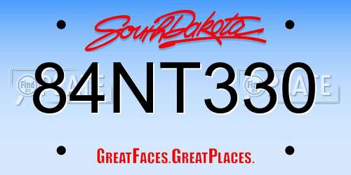 84NT330 South Dakota License Plate