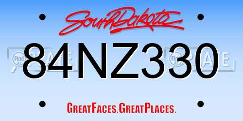 84NZ330 South Dakota License Plate