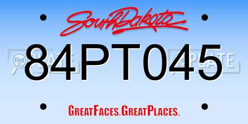 84PT045 South Dakota License Plate