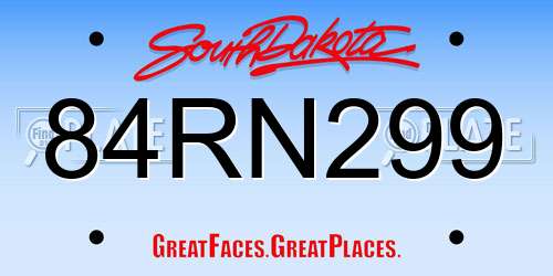 84RN299 South Dakota License Plate