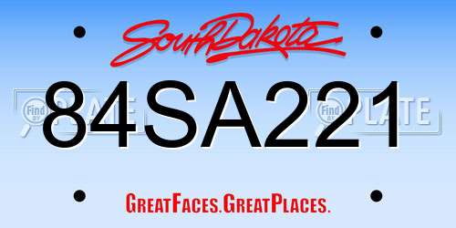 84SA221 South Dakota License Plate