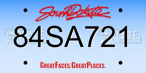 84SA721 South Dakota License Plate