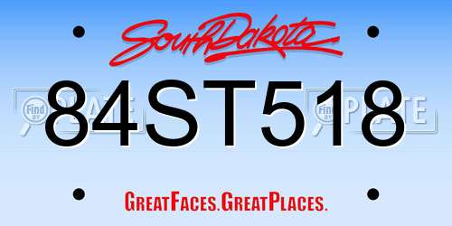 84ST518 South Dakota License Plate