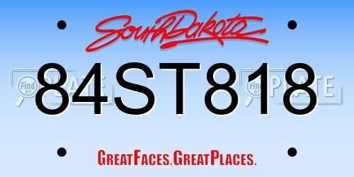84ST818 South Dakota License Plate