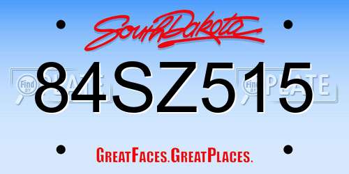 84SZ515 South Dakota License Plate