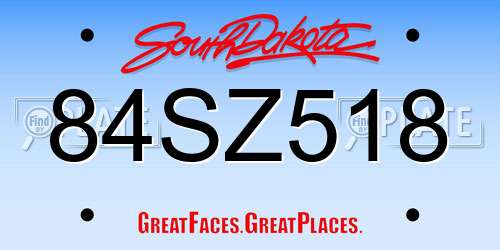 84SZ518 South Dakota License Plate