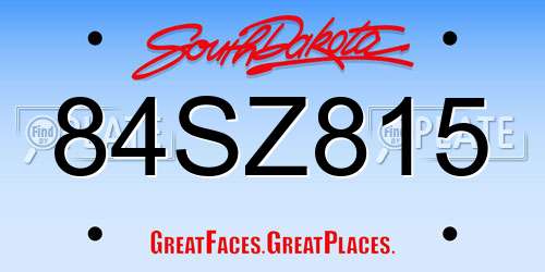 84SZ815 South Dakota License Plate
