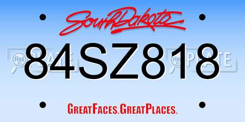 84SZ818 South Dakota License Plate